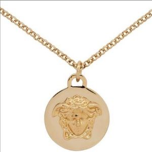 Versace Gold Tone Medusa Pendant Necklace